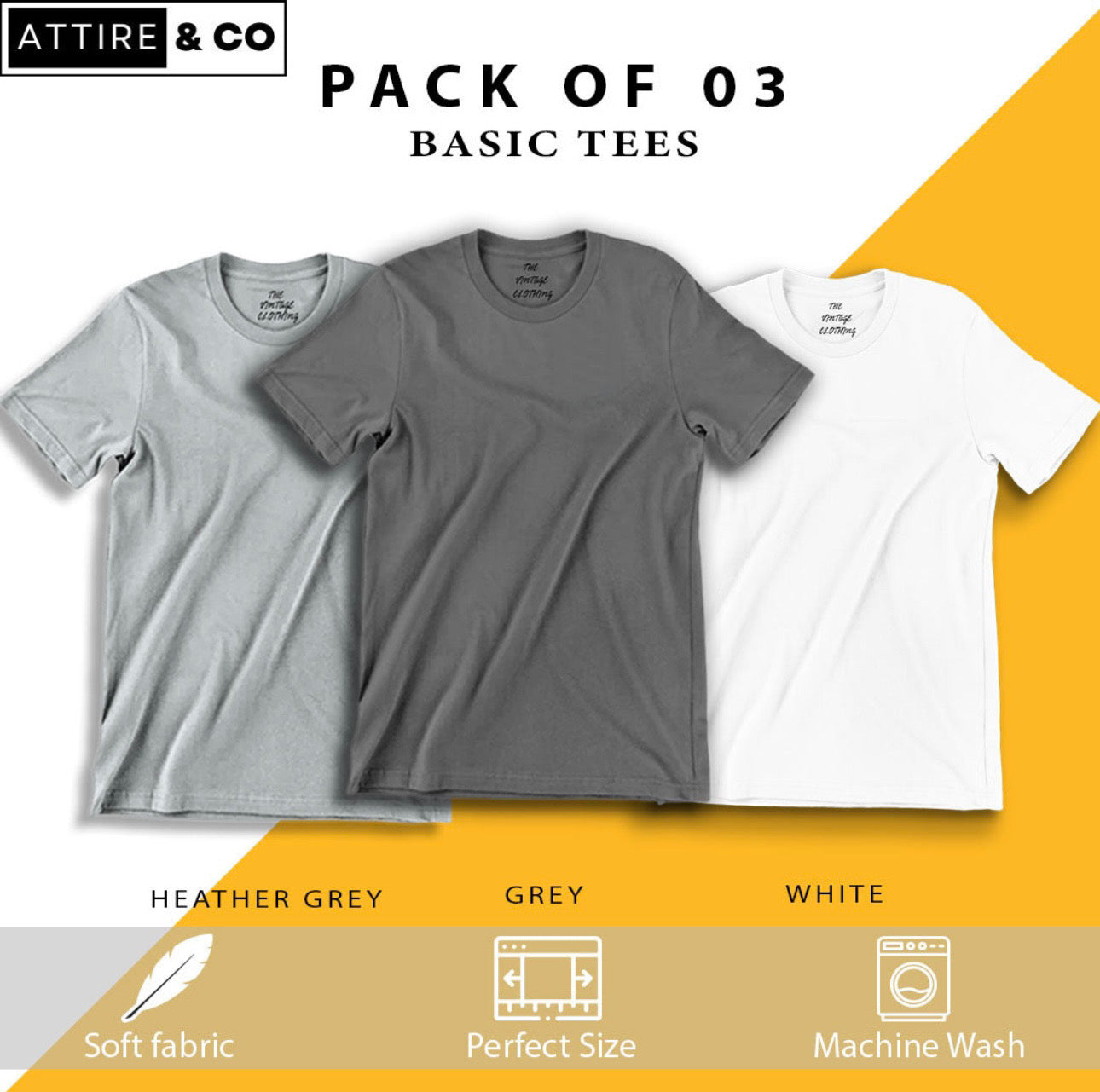 Pack of 3 plain Half sleeves T-Shirt