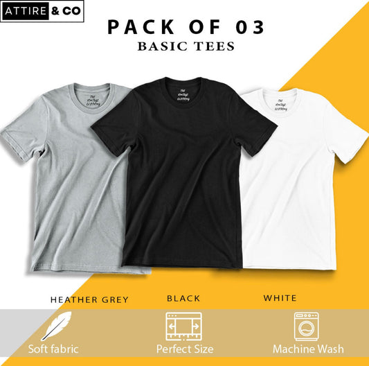 pack of 3 plain Half sleeves T-Shirt