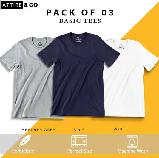 Pack of 3 plain Half sleeves T-Shirt