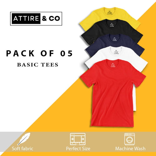 Pack of 5 round neck half sleeves T-shirts