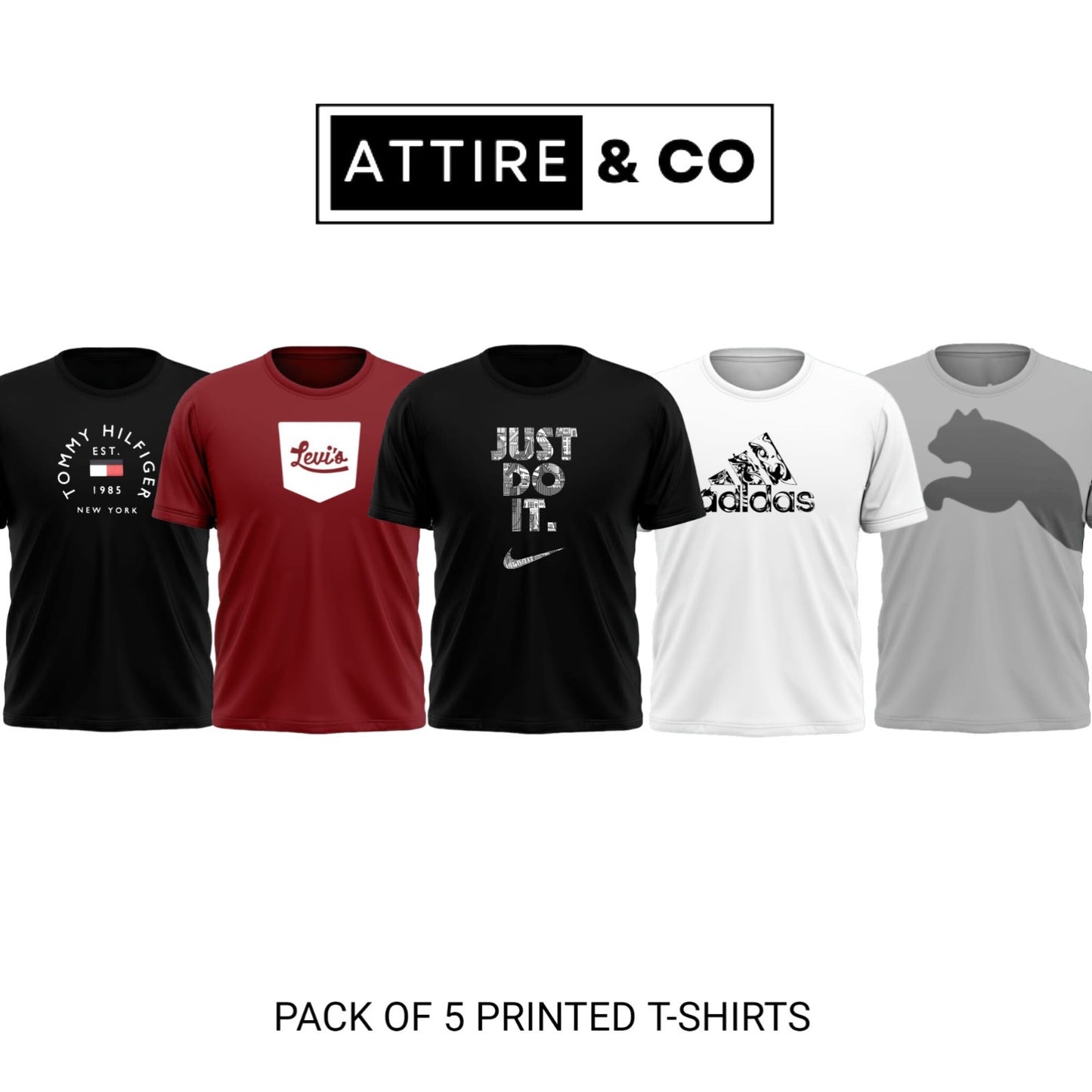 Pack of 5 Printed T-Shirt