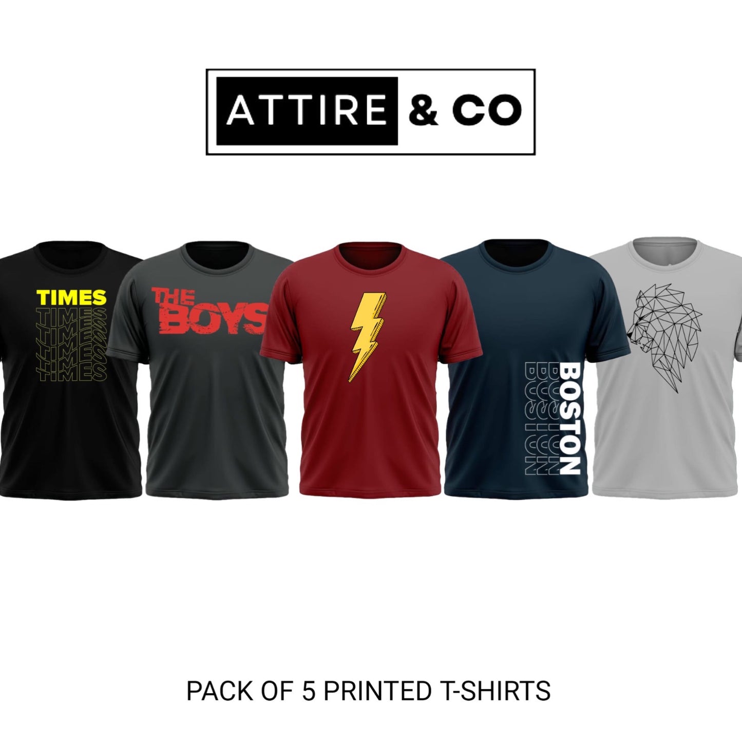 Pack of 5 Printed T-Shirt