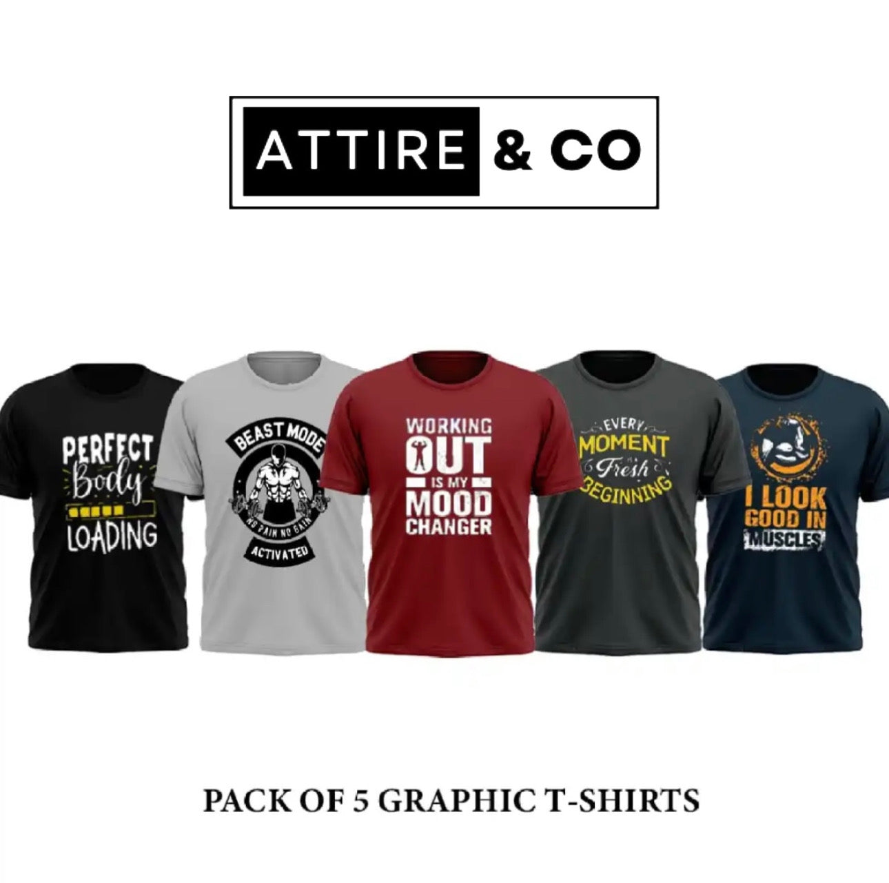 Pack of 5 Printed T-Shirt