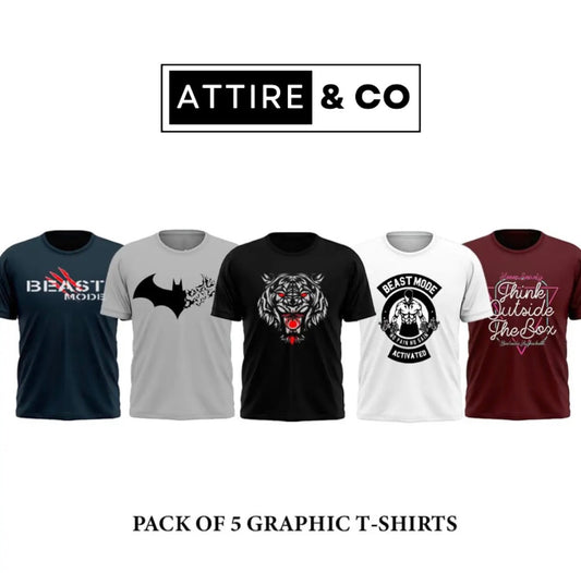 Pack of 5 Printed T-Shirt