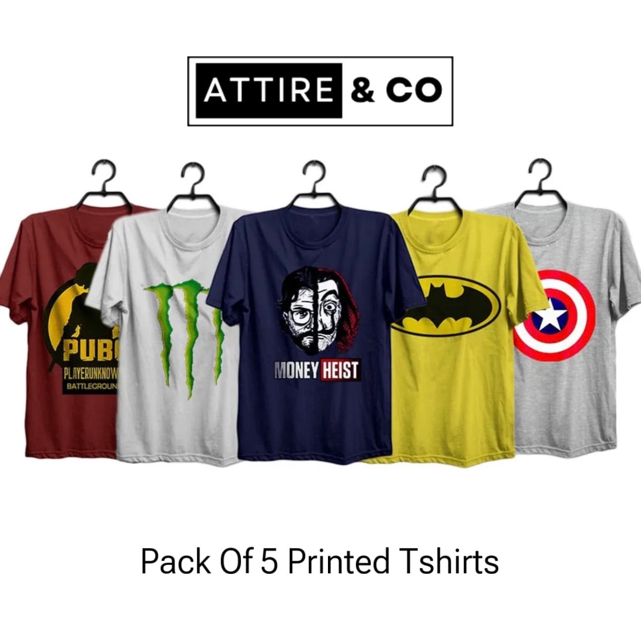 Pack of 5 Printed T-Shirt