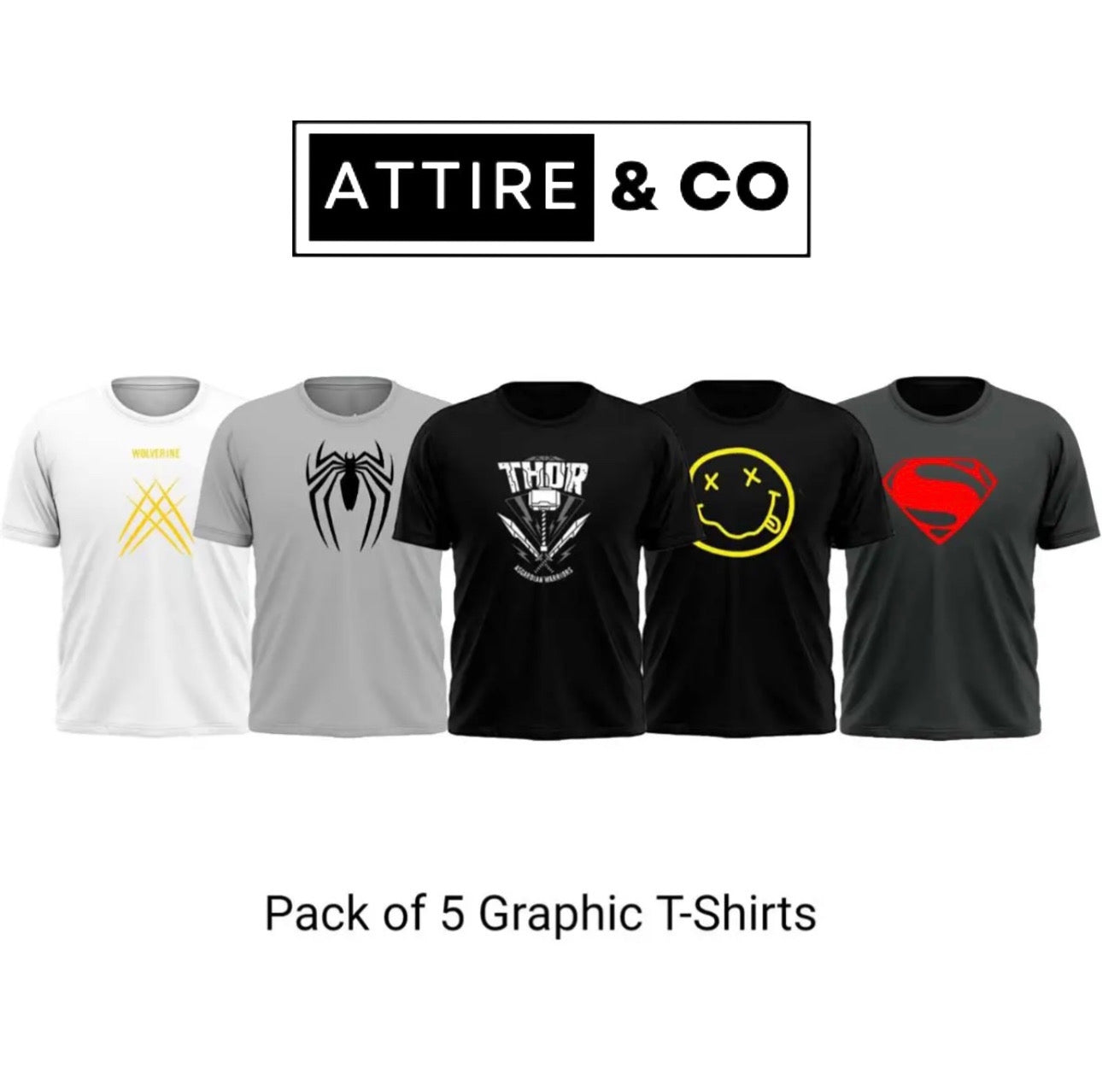 Pack of 5 Printed T-Shirt