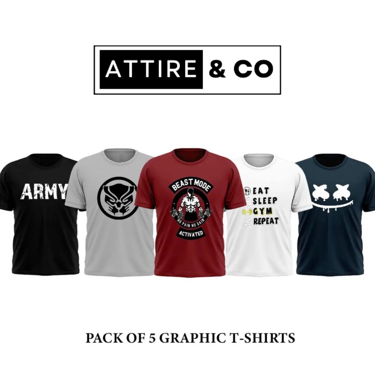 Pack of 5 Printed T-Shirt