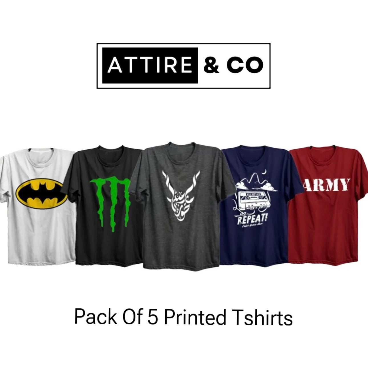 Pack of 5 Printed T-Shirts