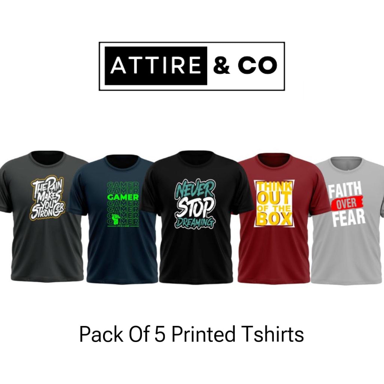 Pack of 5 Printed T-Shirt