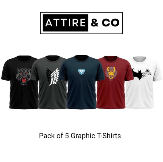 Pack of 5 Printed T-Shirt