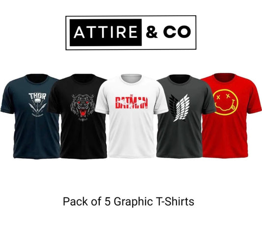 Pack of 5 Printed T-Shirt