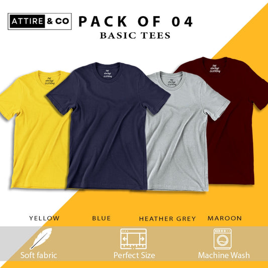 Pack of 4 plain Half sleeves T-Shirt