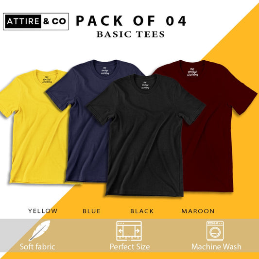 Pack of 4 plain Half sleeves T-Shirt