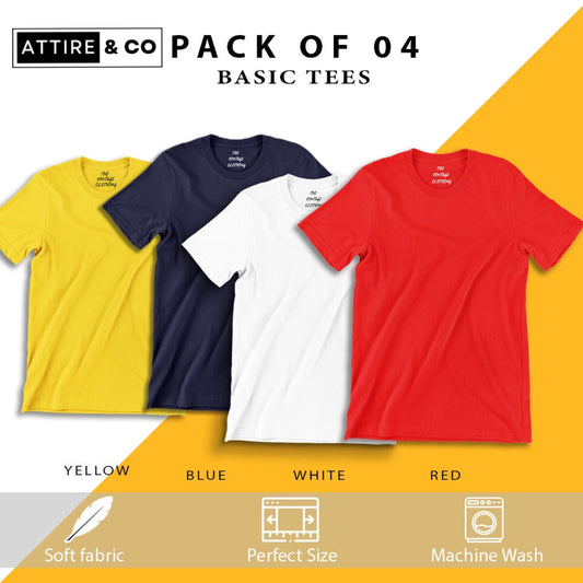 Pack of 4 plain Half sleeves T-Shirt