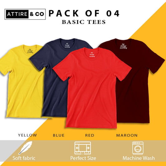 Pack of 4 plain Half sleeves T-Shirt
