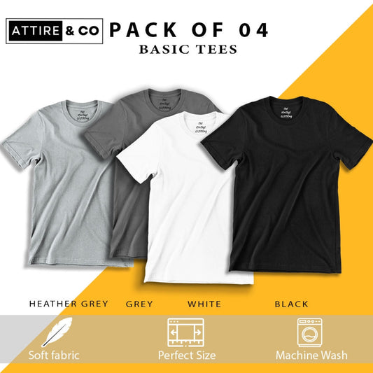 Pack of 4 plain Half sleeves T-Shirt