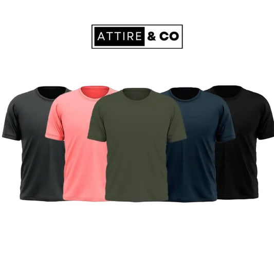 Pack of 5 Plain Half sleeves T-Shirt