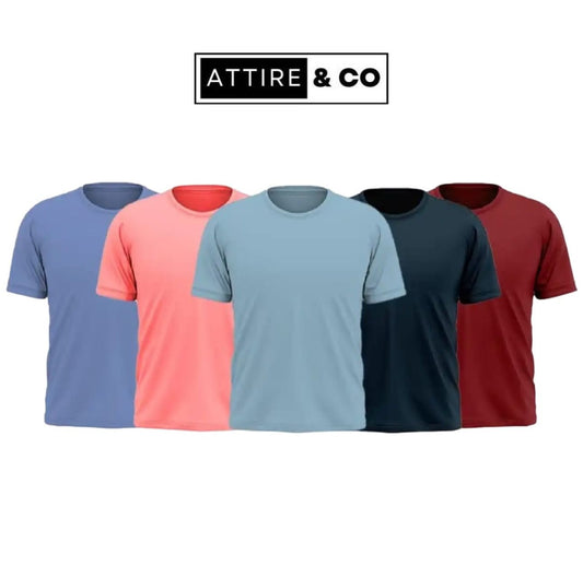 Pack of 5 Plain Half sleeves T-Shirt