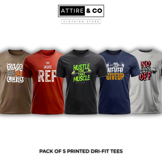 Pack of 5 Printed Dri-Fit Tees