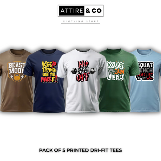 Pack of 5 Printed Dri-Fit Tees