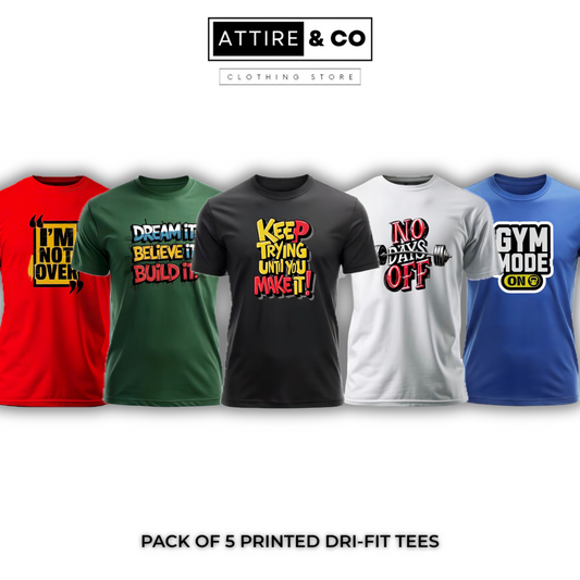 Pack of 5 Printed Dri-Fit Tees