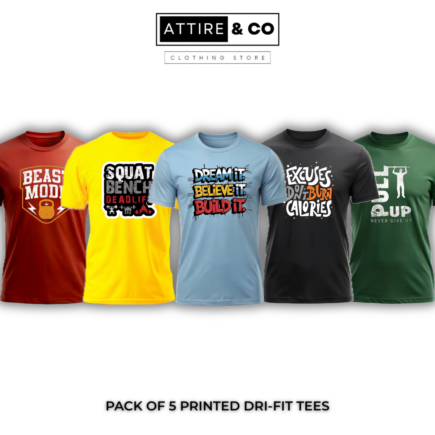 Pack of 5 Printed Dri-Fit Tees