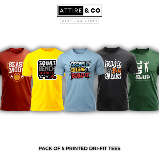 Pack of 5 Printed Dri-Fit Tees
