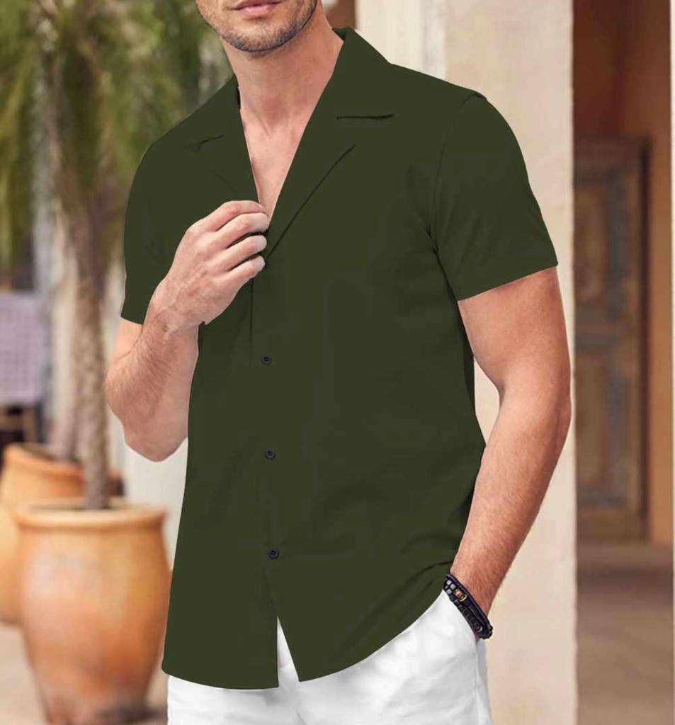 Green Premium Boski Linen Casual Shirts For Mens